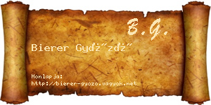 Bierer Győző névjegykártya